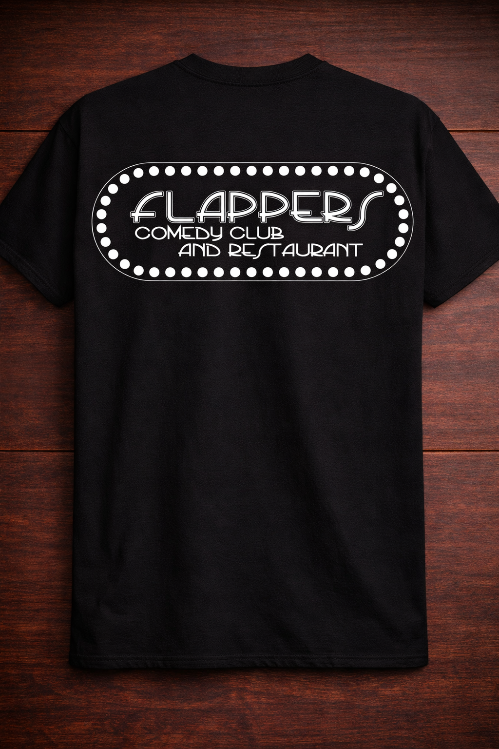 Flappers Comedy Club & Restaurant - Black & White T-Shirt